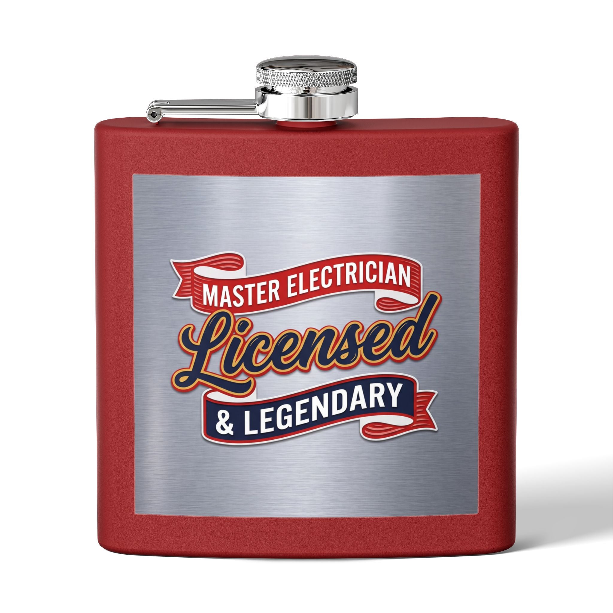 Flask — "Master Electrician: Licensed & Legendary" (Crest Edition) 6oz Stainless Steel Hip Flask