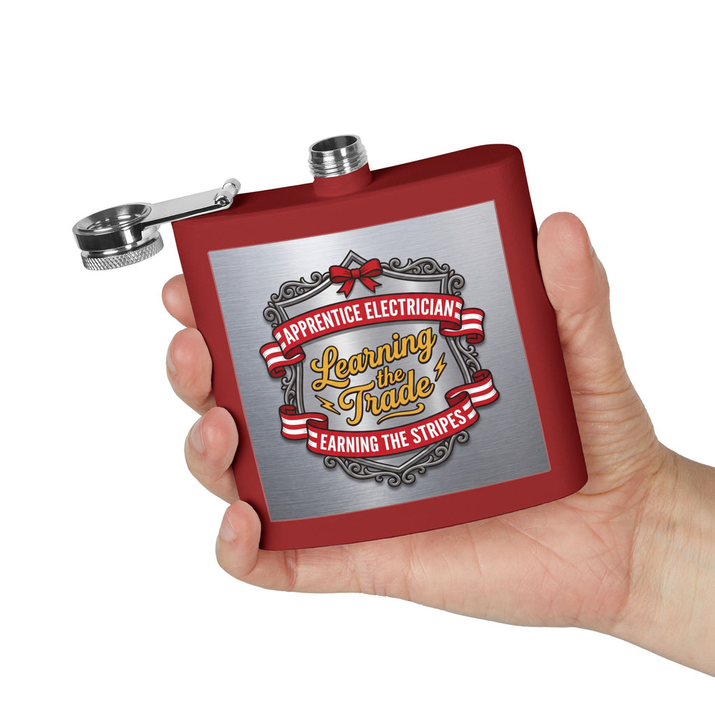 Flask — "Apprentice Electrician: Learning the Trade, Earning the Stripes" 6oz Stainless Steel