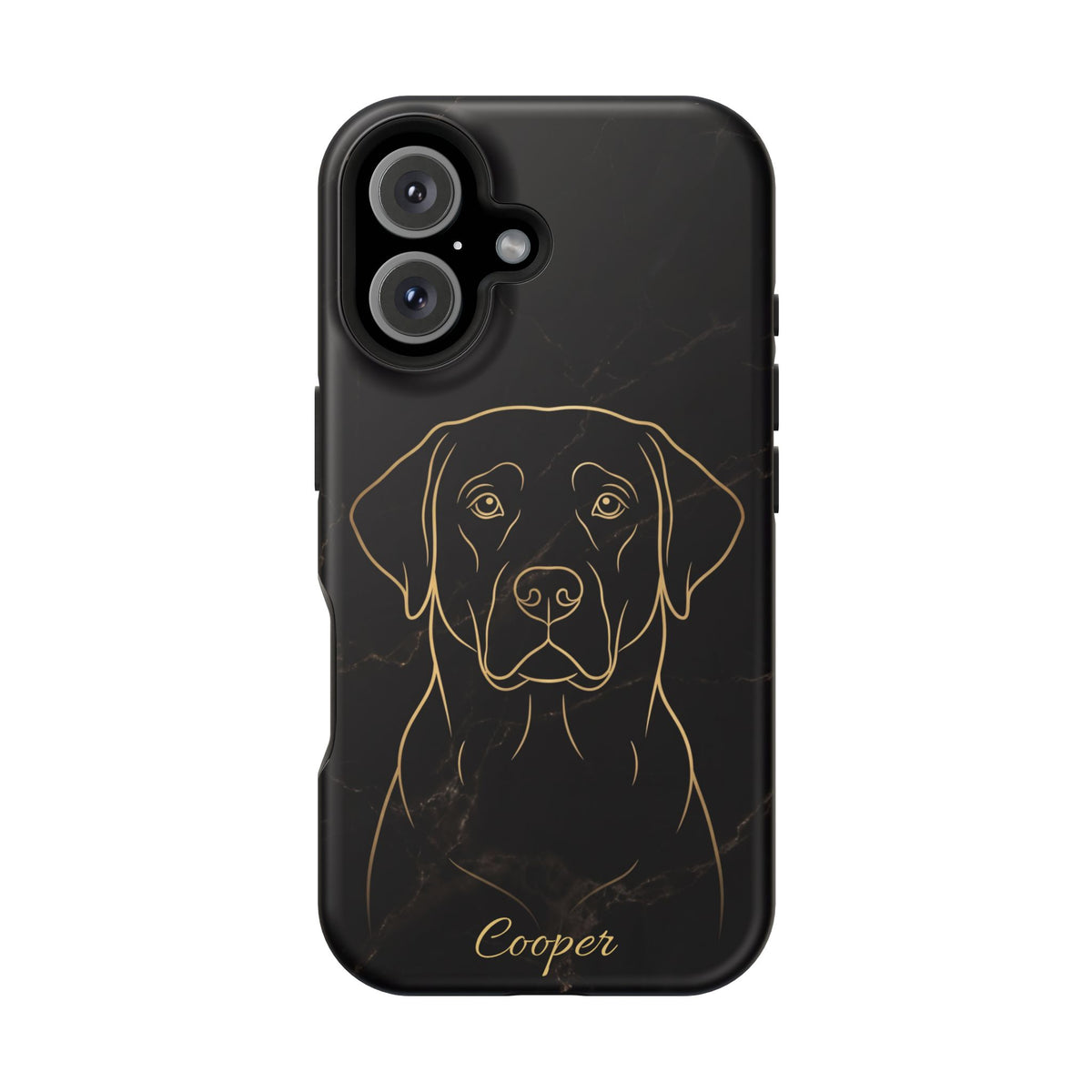 Personalized Gold Line Art Labrador Phone Case — Tough Magnetic Case with Wireless Charging