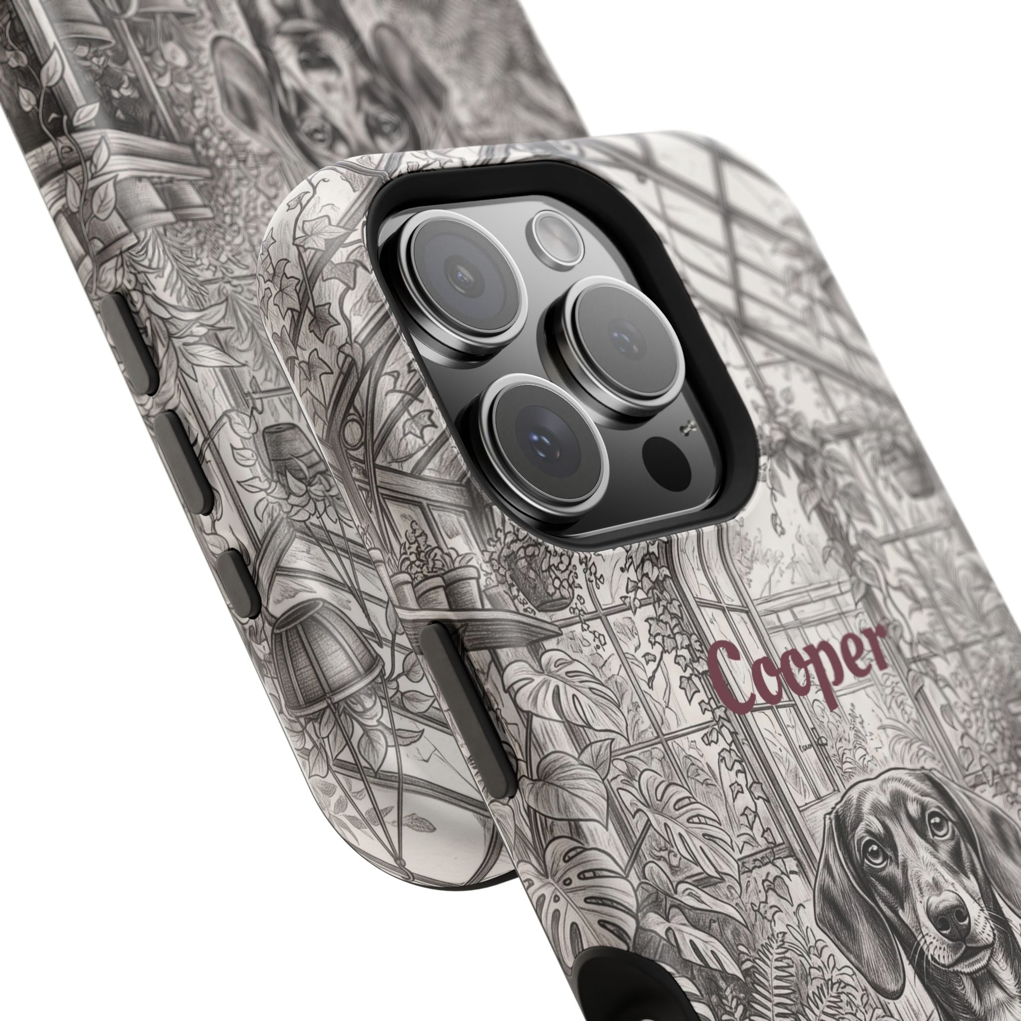 Personalized Dachshund Vintage Greenhouse Phone Case — Wireless Charging Cover