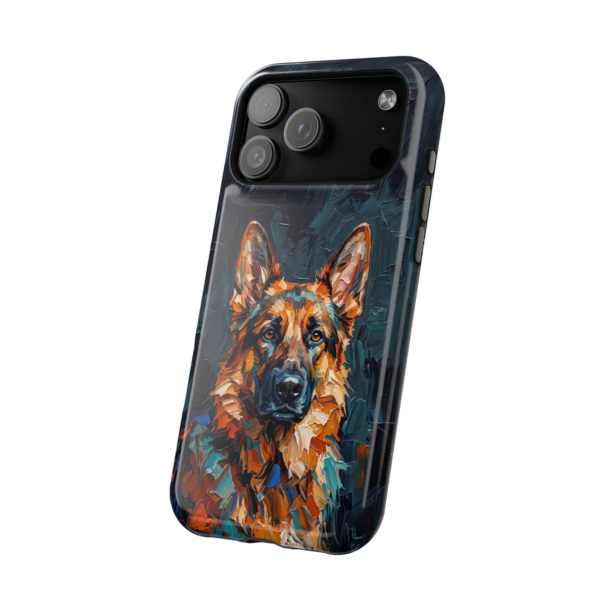 German Shepherd Phone Case | Palette Knife Painting Art — Tough Magnetic Case with Wireless Charging