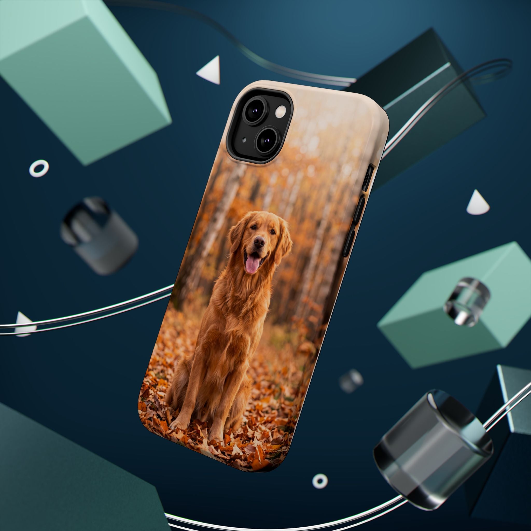 Autumn Golden Retriever Phone Case — Impact-Resistant Wireless Charging Cover