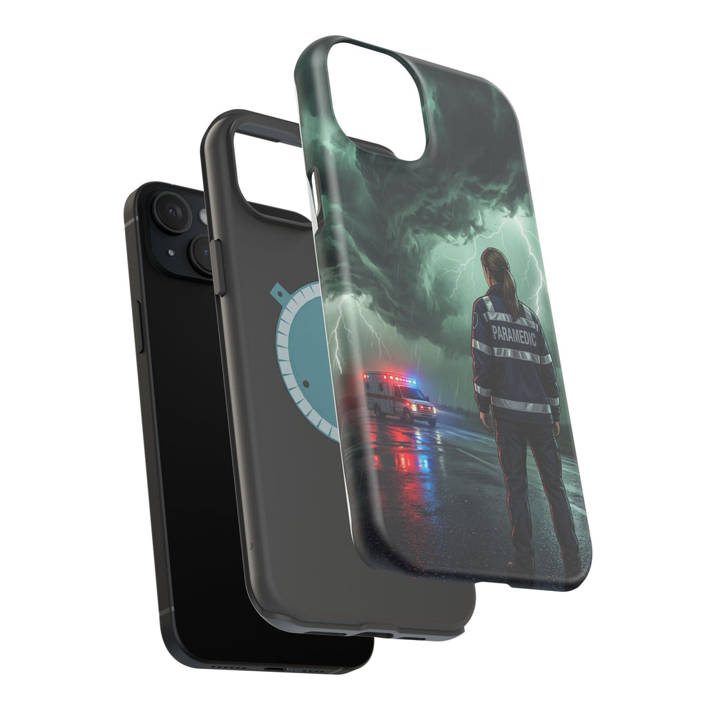 Female Paramedic Green Storm Phone Case — Magnetic Wireless Charging Cover