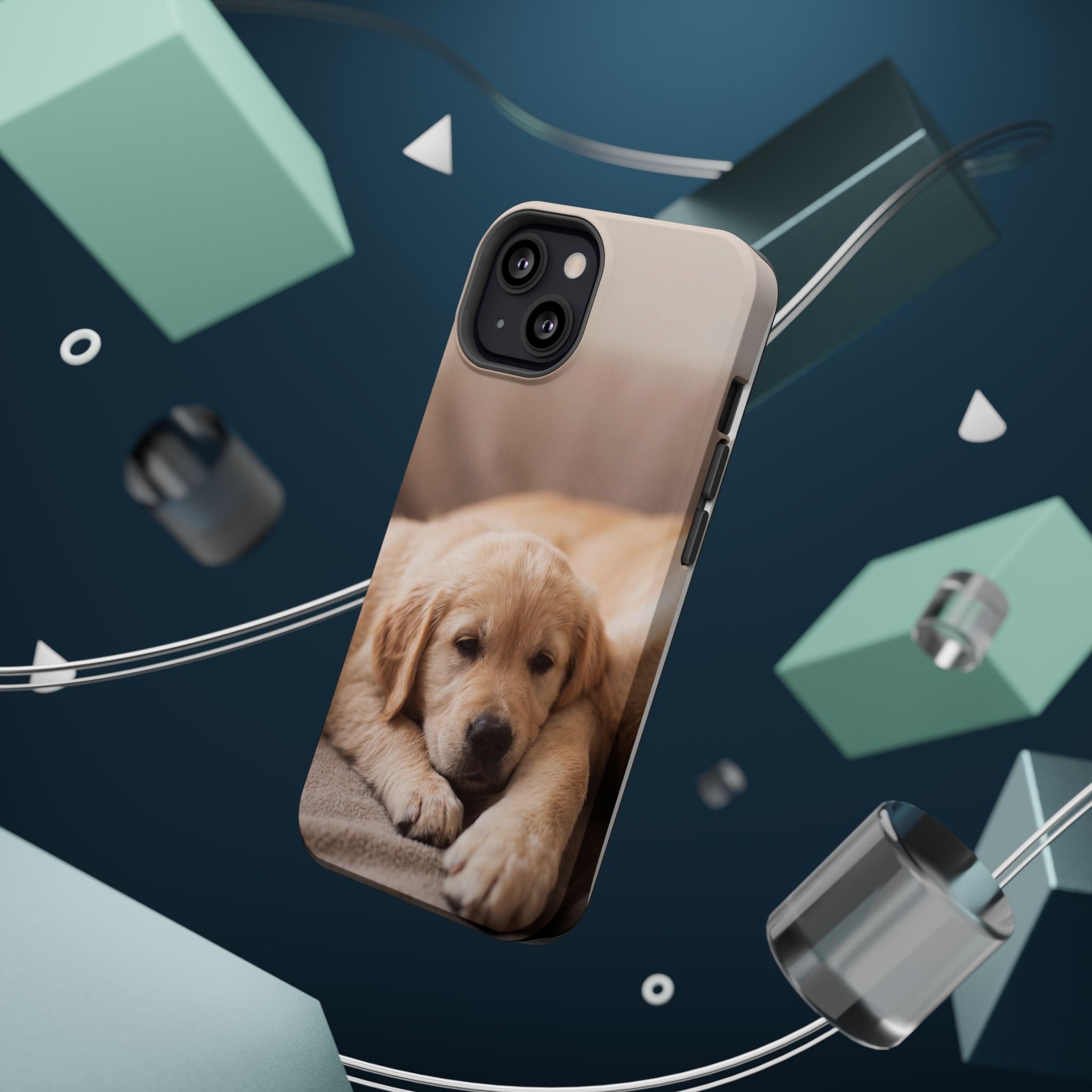 Golden Retriever Puppy Phone Case — Impact-Resistant Wireless Charging Cover