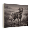 Golden Retriever Marshland Sketch Personalized Canvas | Misty Wetland Wall Art