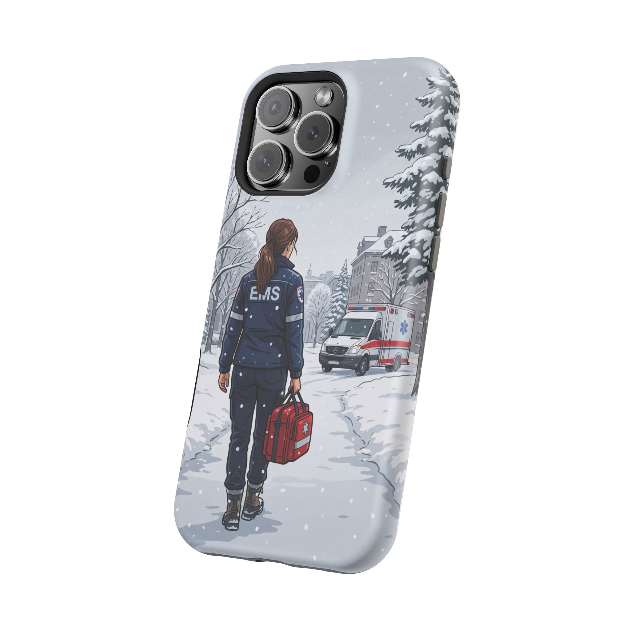 Paramedic/EMT Winter Phone Case — Magnetic Wireless Charging Cover