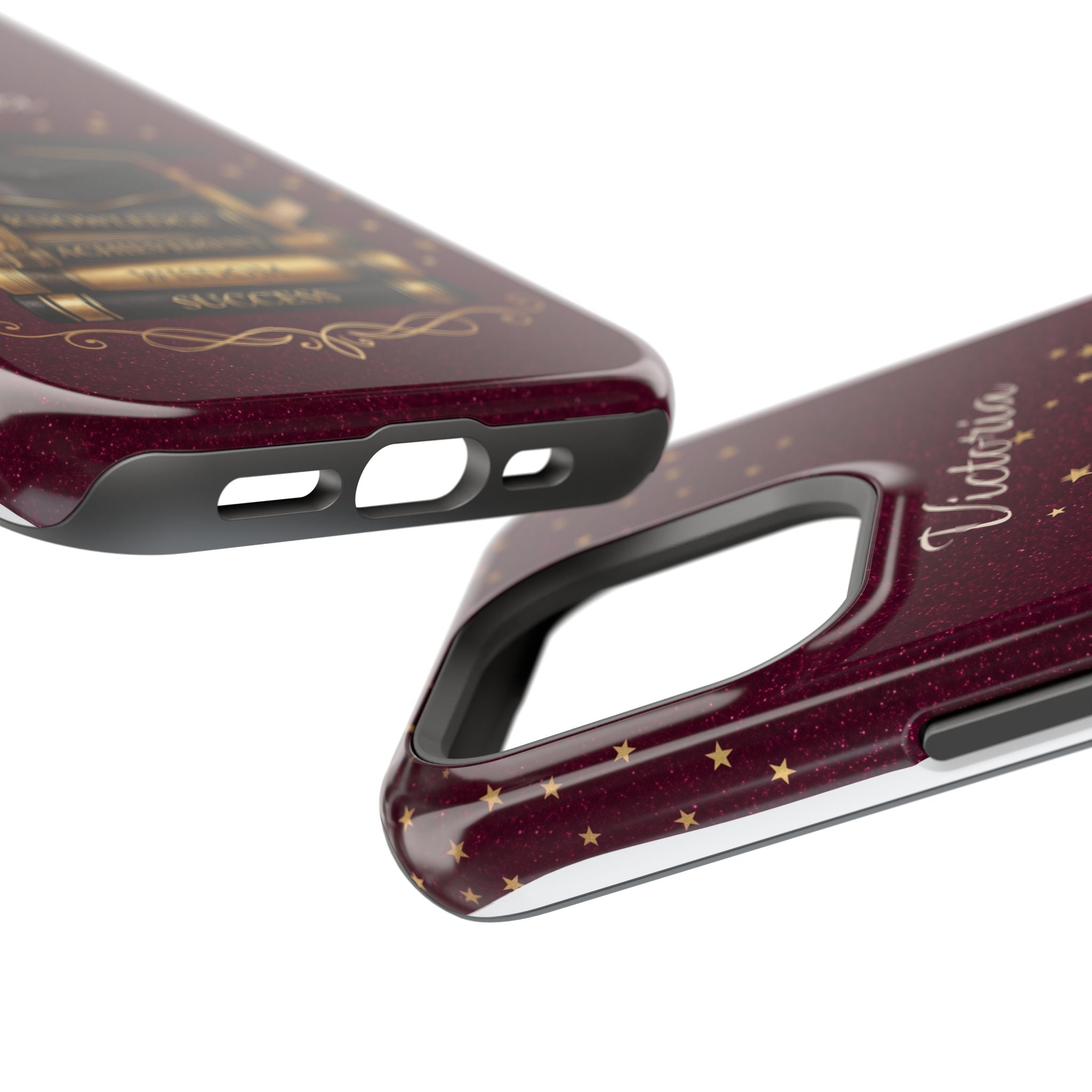 Graduation Cap & Books Personalized Teacher Phone Case — Wireless Charging Cover