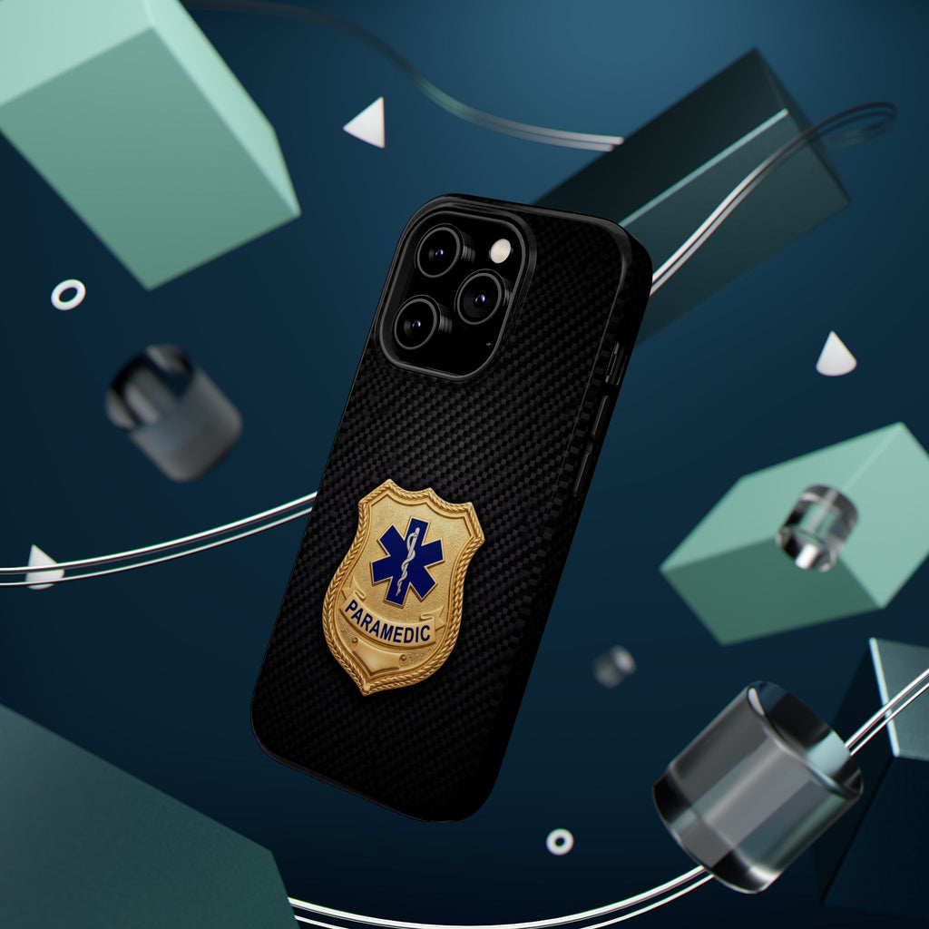 Gold Paramedic Badge Black Phone Case — Magnetic Wireless Charging Cover