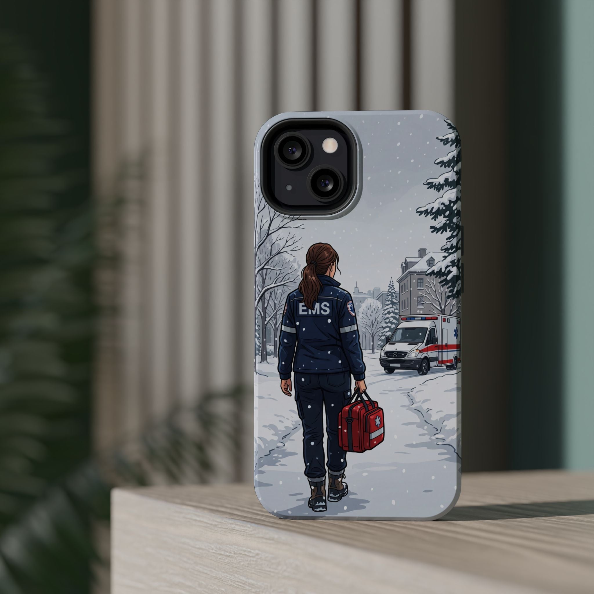 Paramedic/EMT Winter Phone Case — Magnetic Wireless Charging Cover