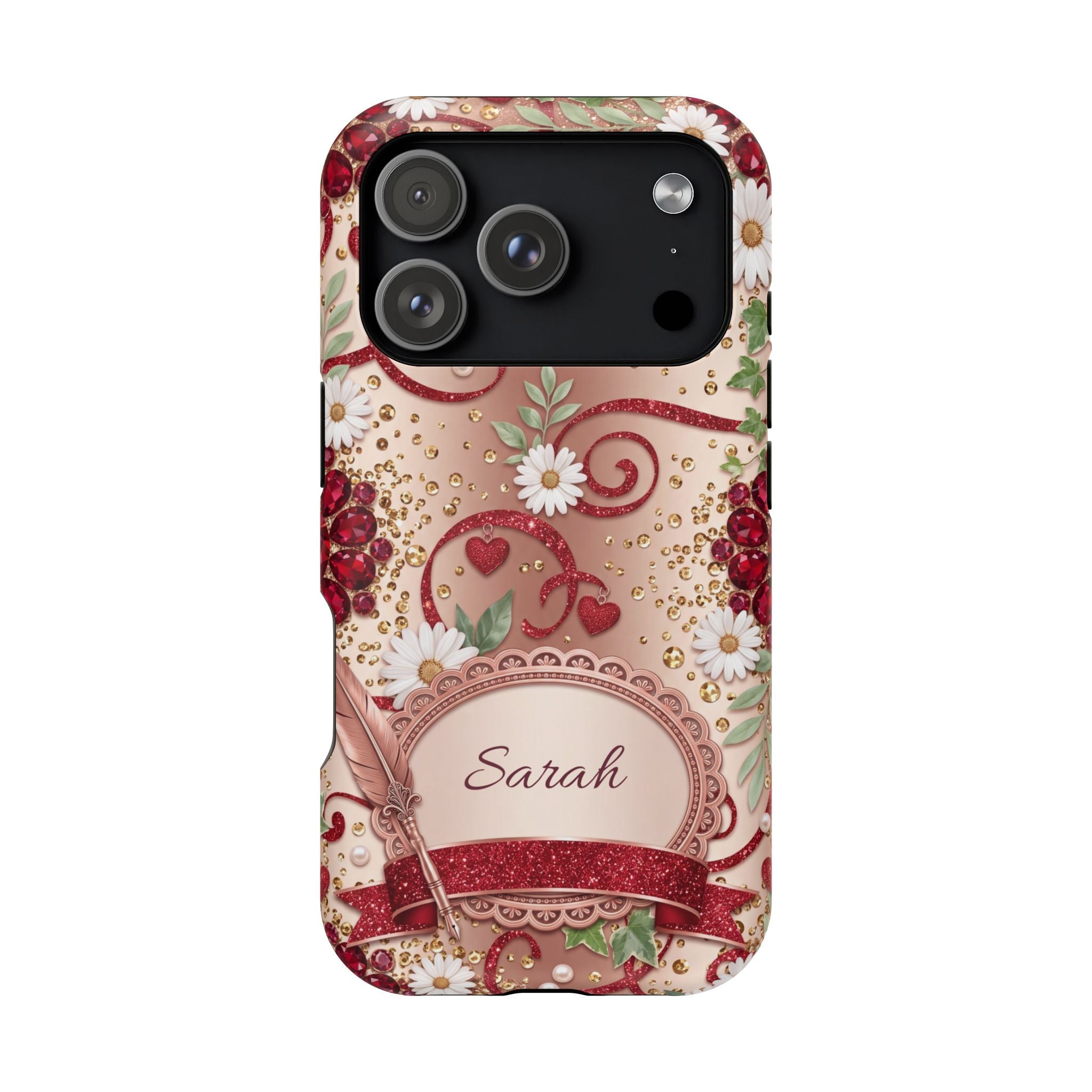 Personalized Vintage Floral Teacher Phone Case — Wireless Charging Cover