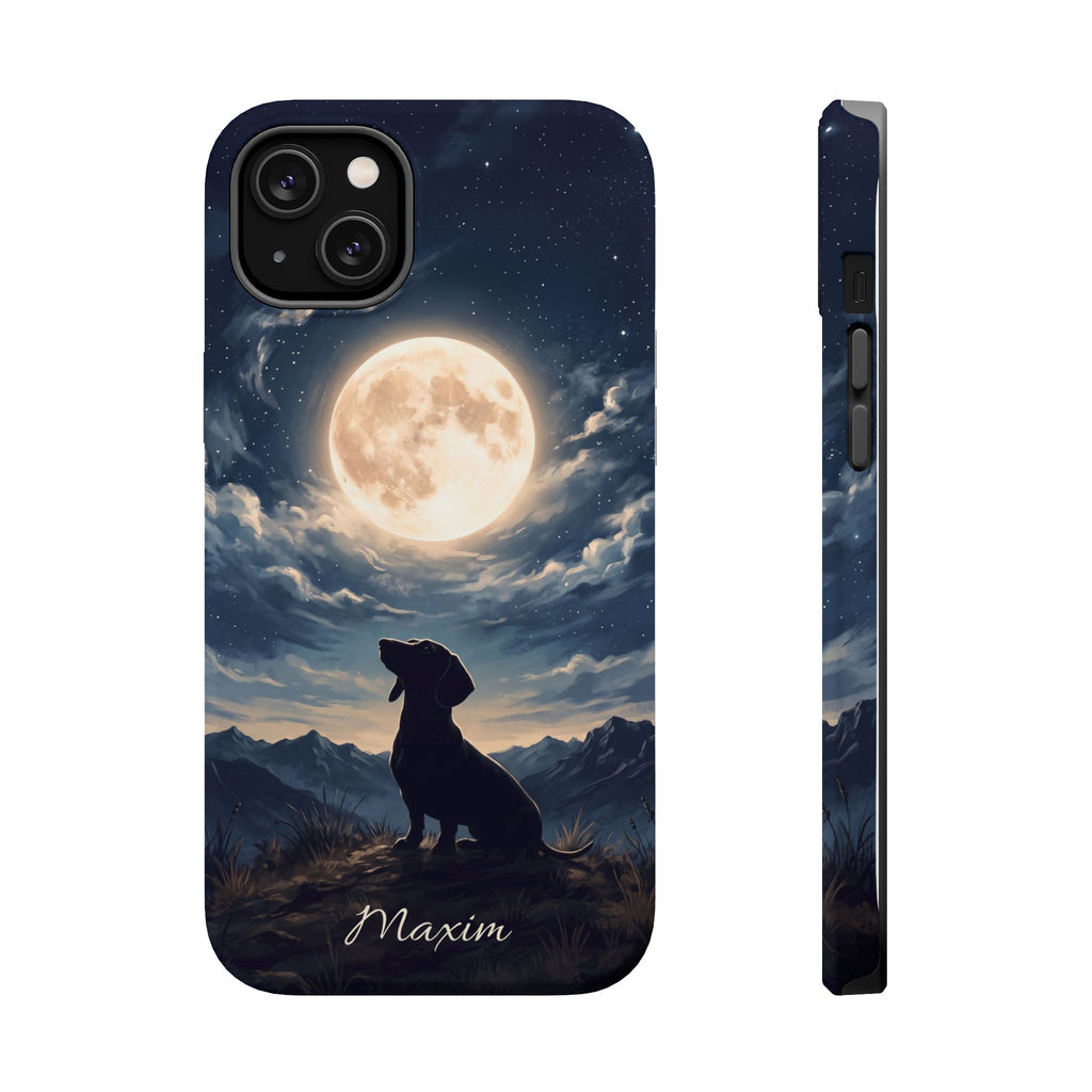 Personalized Dachshund Moonlight Phone Case — Wireless Charging Cover