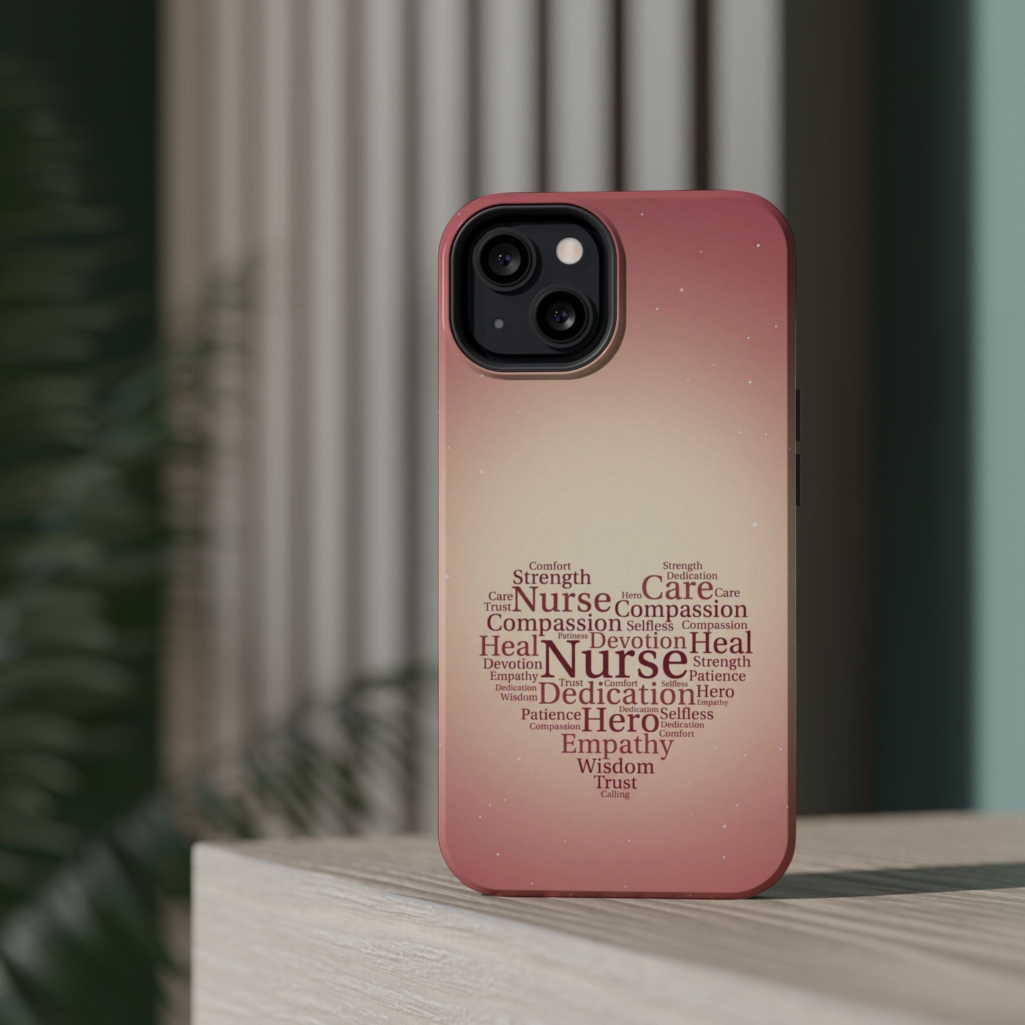 Nurse Heart Word Art Phone Case — Impact-Resistant Wireless Charging Cover