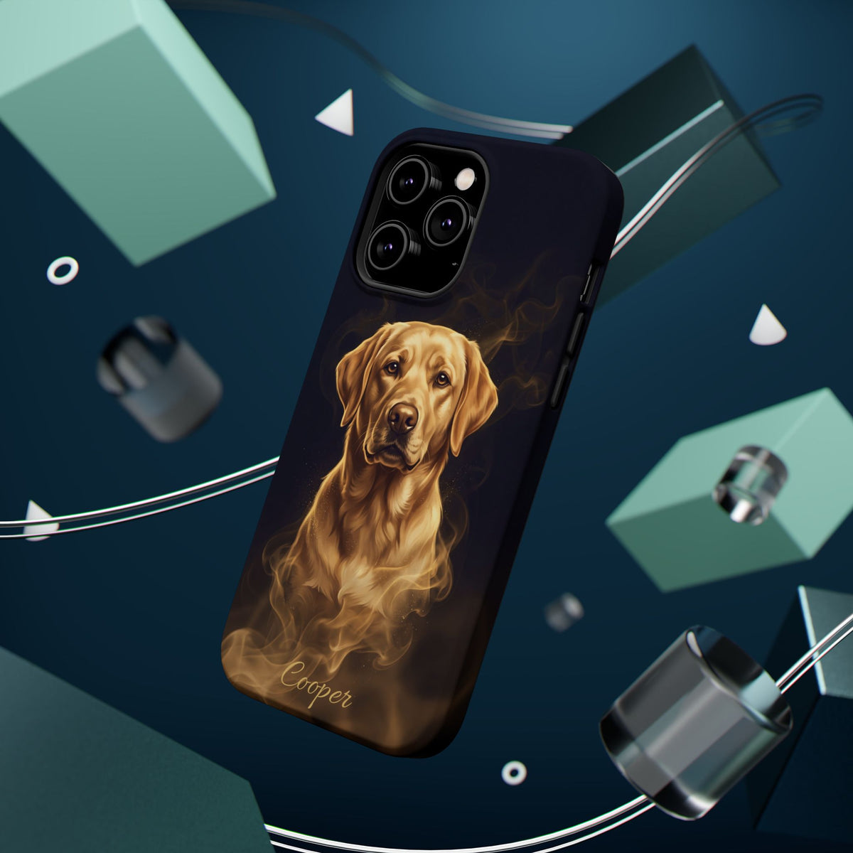 Personalized Gold Smoke Labrador Phone Case — Tough Magnetic Case with Wireless Charging