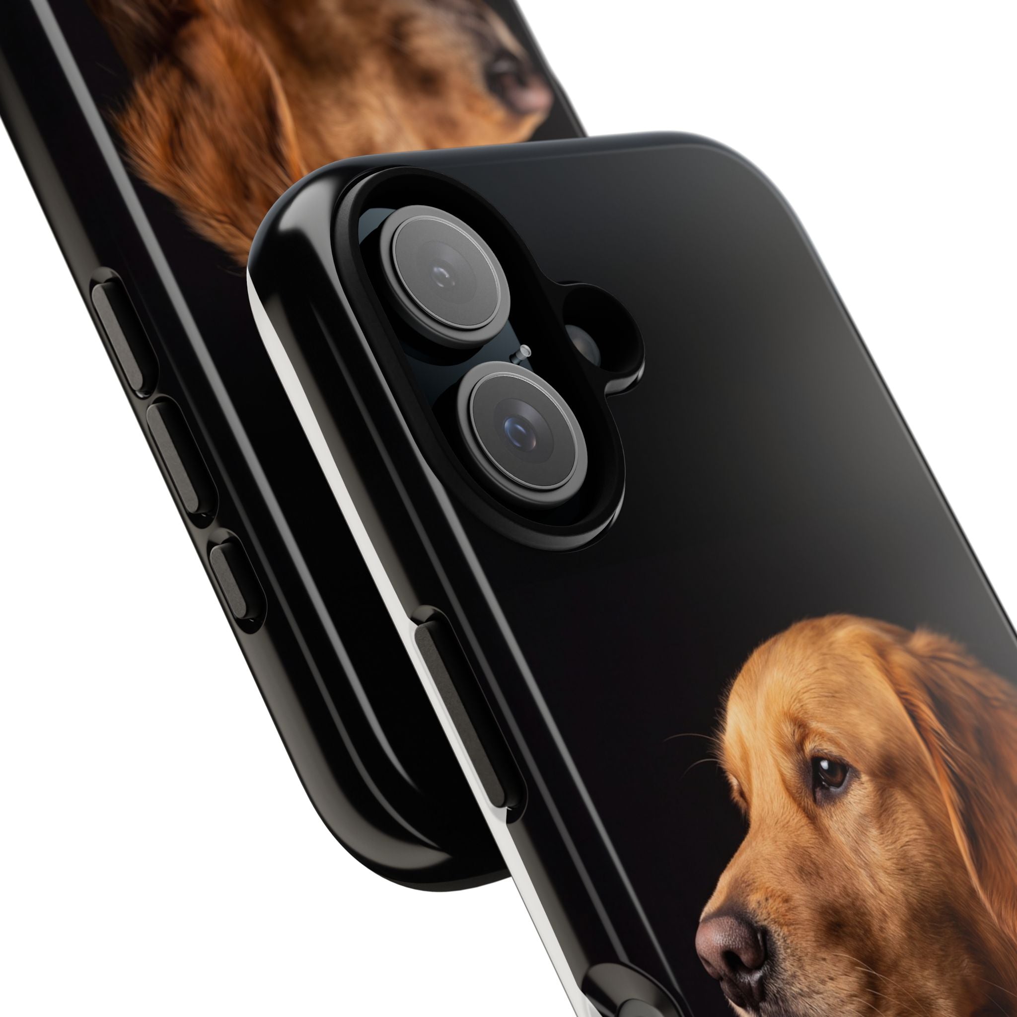 Golden Retriever Portrait Phone Case | Realistic Dog Photo on Black Background | iPhone & Samsung
