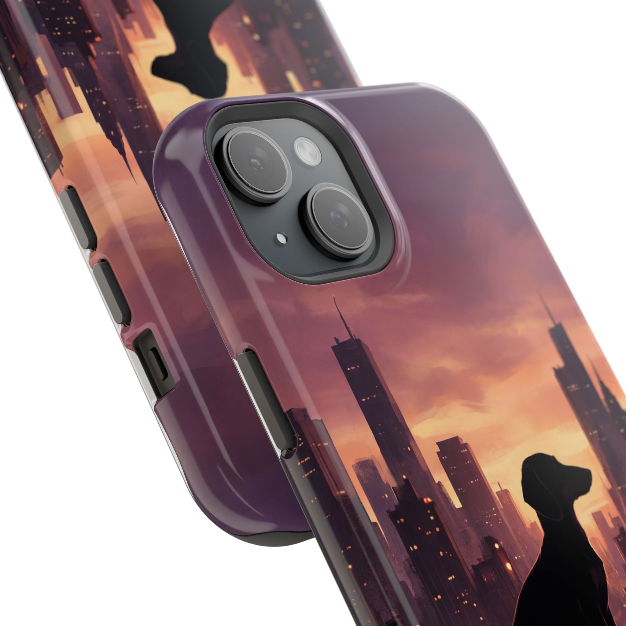Personalized Dachshund City Skyline Phone Case — Wireless Charging Cover