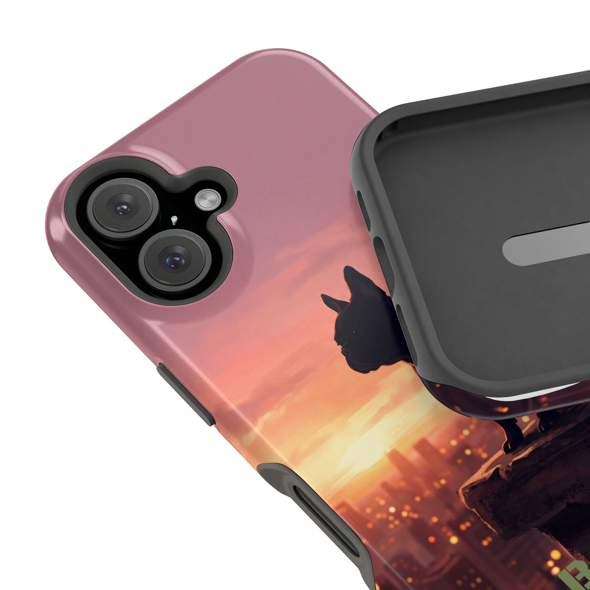 Personalized French Bulldog City Skyline Sunset Phone Case — Wireless Charging Cover