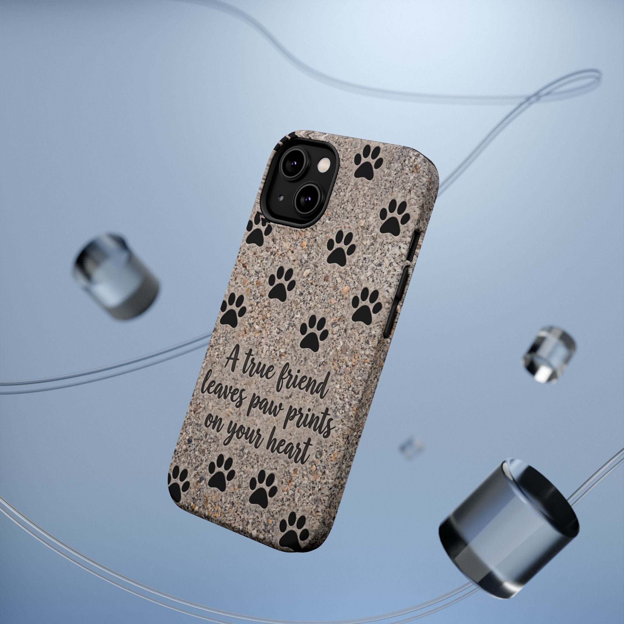 "A True Friend Leaves Paw Prints On Your Heart" Phone Case | Sentimental Stone-Texture Dog Paw Print Case | iPhone & Samsung