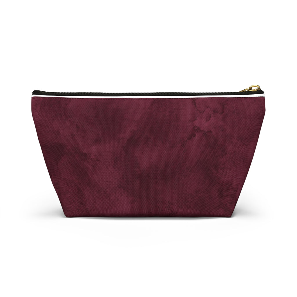 RN Silver Caduceus Burgundy Accessory Pouch — T-Bottom Zipper Bag