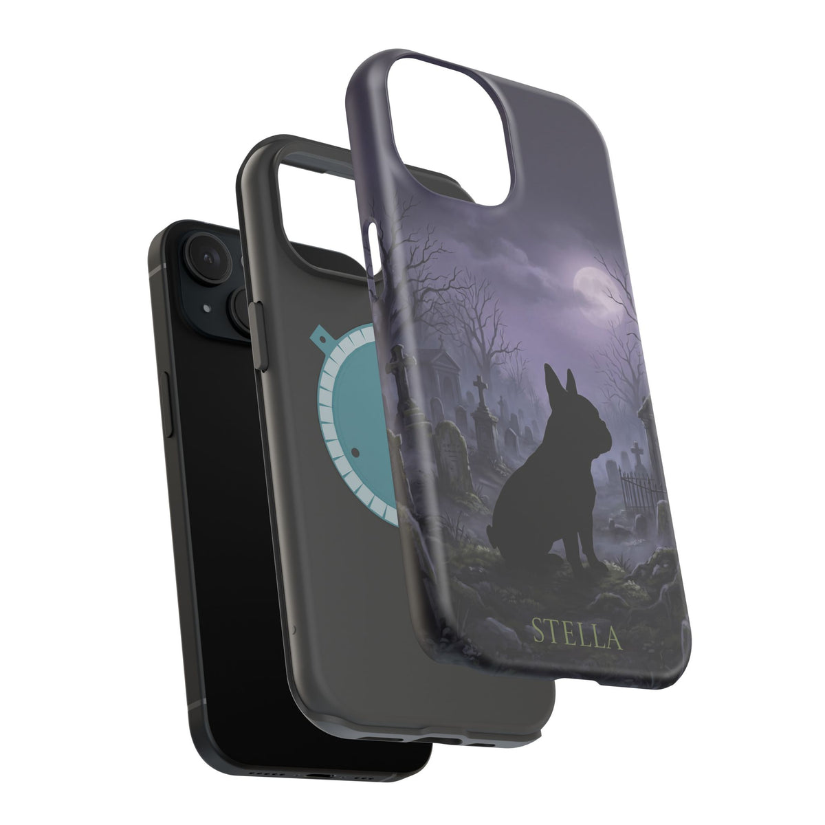 Personalized French Bulldog Moonlit Graveyard Phone Case — Wireless Charging Cover