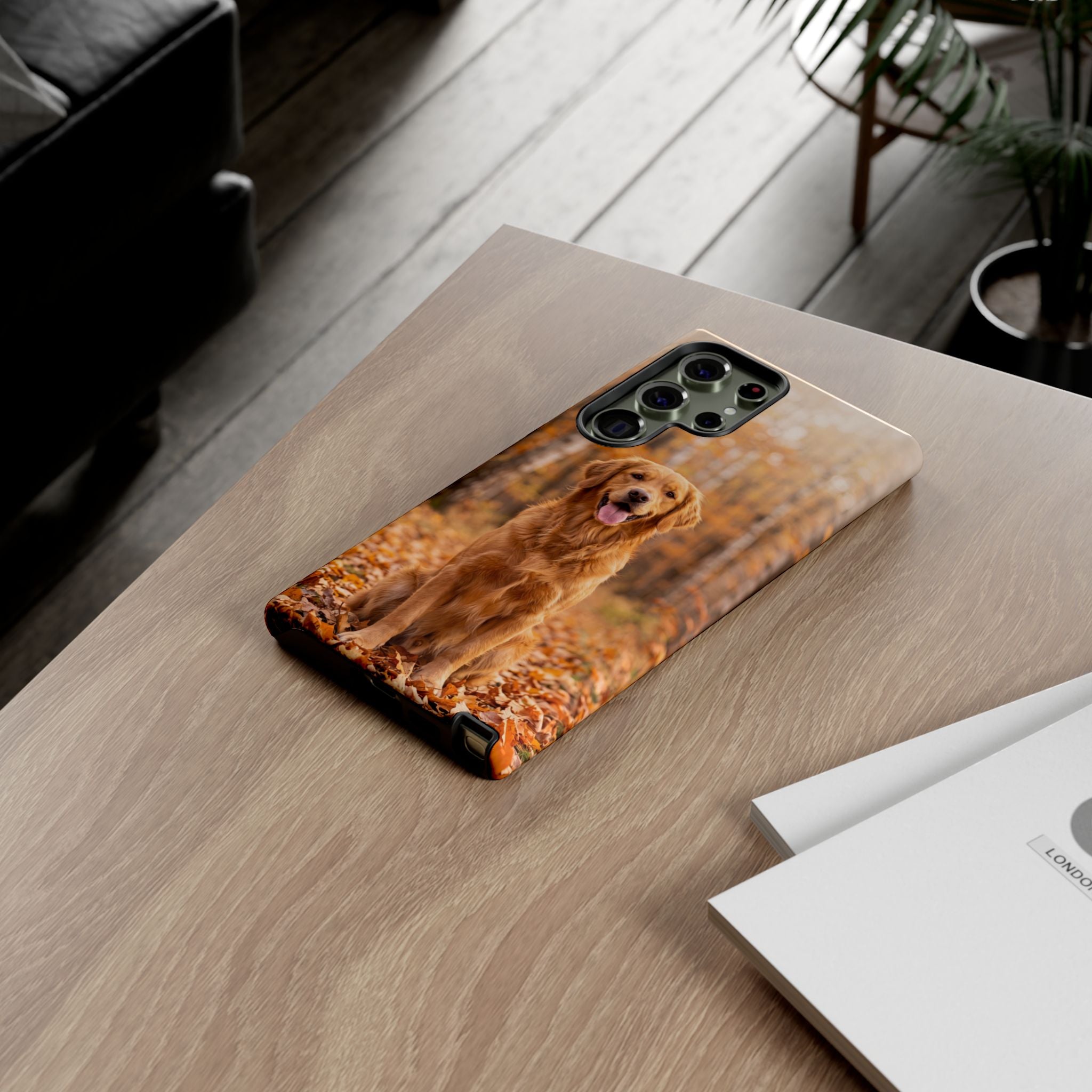Golden Retriever Autumn Forest Phone Case | Happy Dog in Fall Foliage | Samsung & iPhone