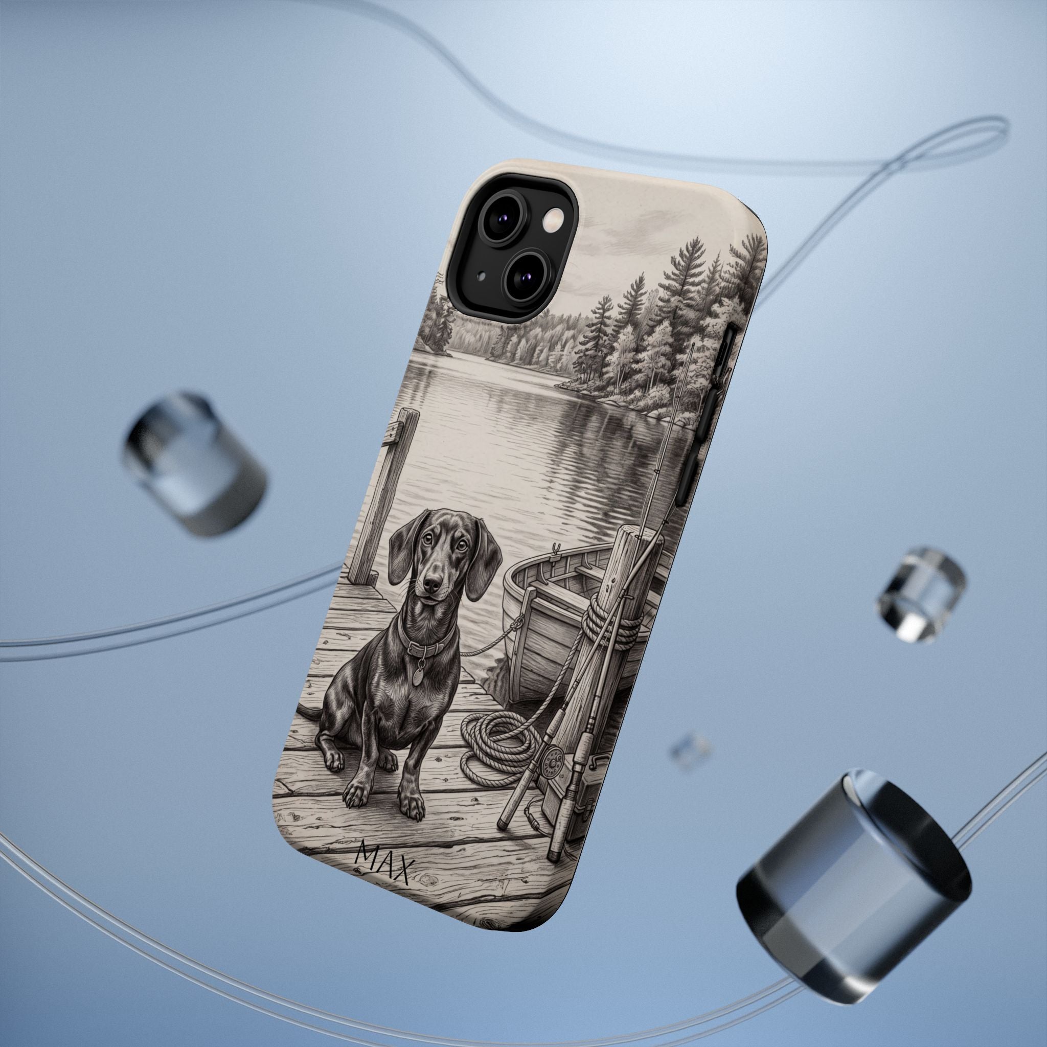 Personalized Dachshund Sunset Beach Phone Case — Wireless Charging Cover