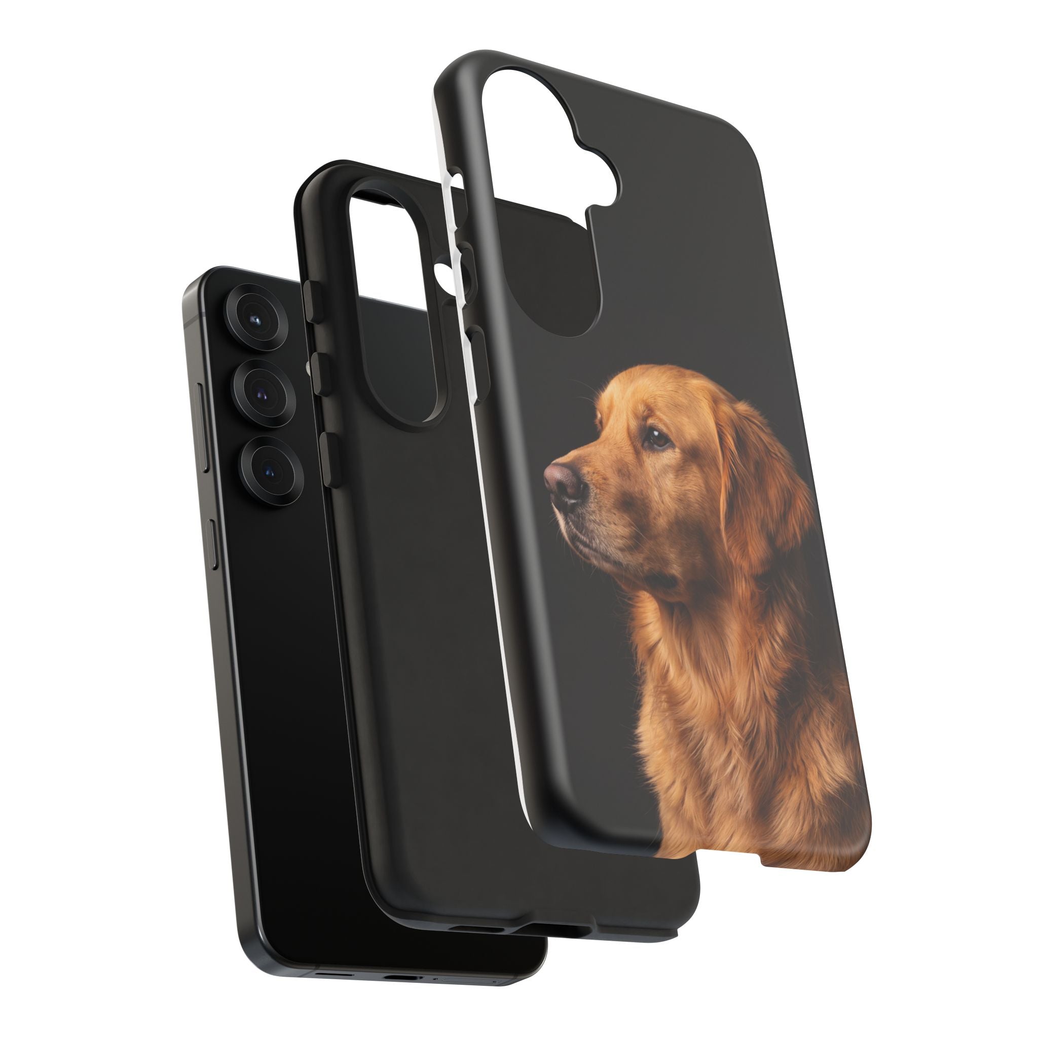 Golden Retriever Portrait Phone Case | Realistic Dog Photo on Black Background | iPhone & Samsung