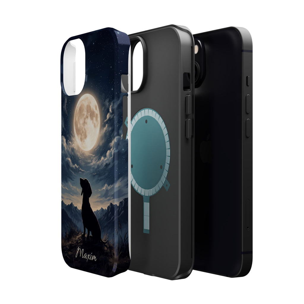 Personalized Dachshund Moonlight Phone Case — Wireless Charging Cover