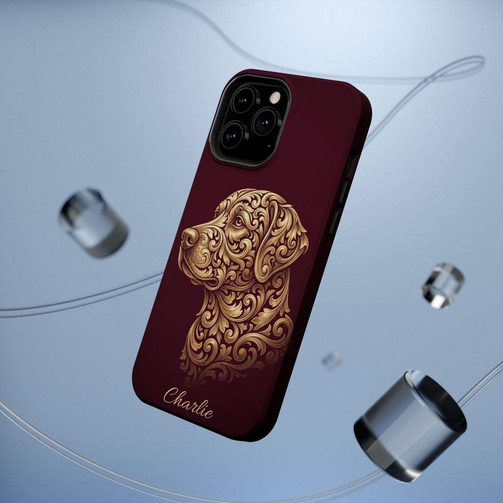 Personalized Gold Filigree Labrador Phone Case — Tough Magnetic Case with Wireless Charging