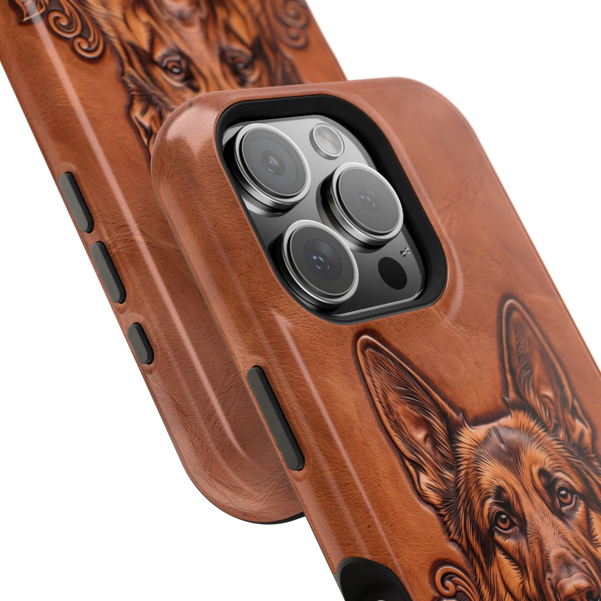 German Shepherd Phone Case | Western Tooled Art — Tough Magnetic Case with Wireless Charging