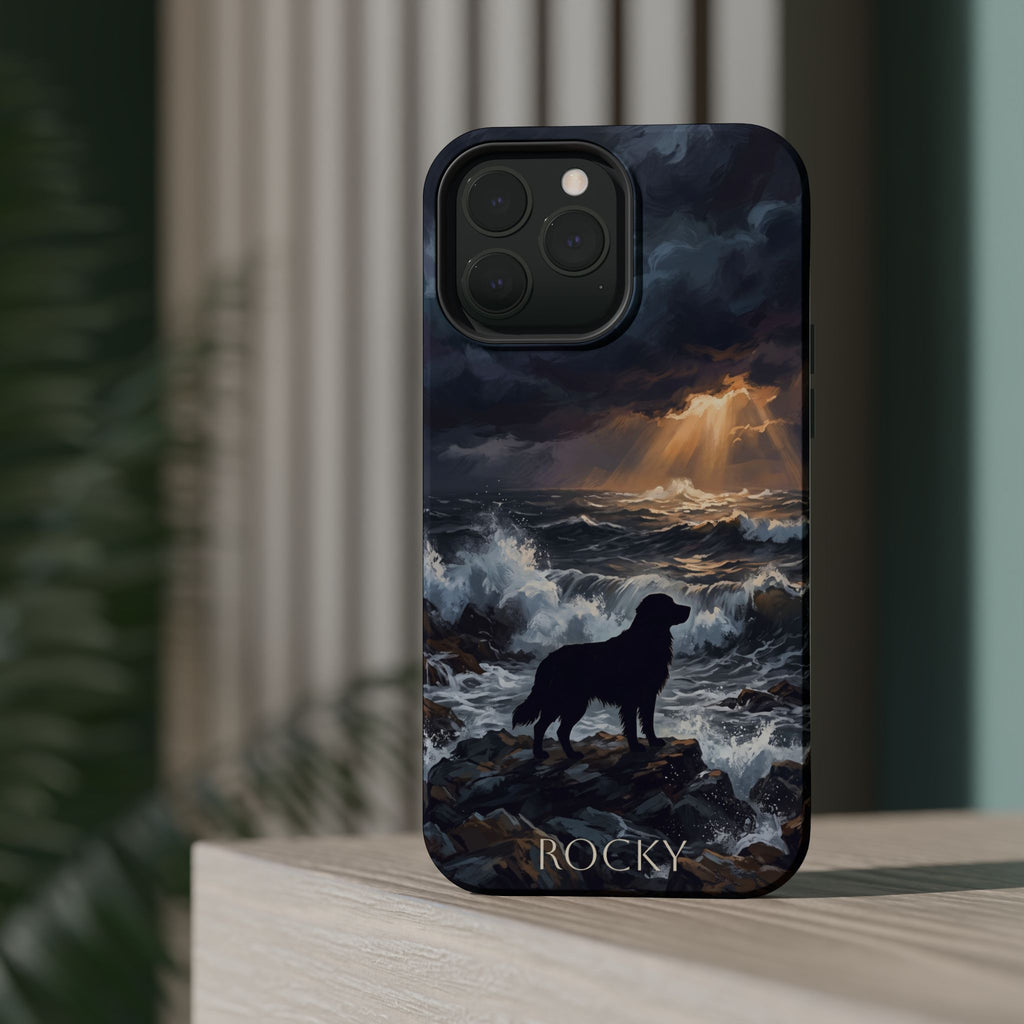 Personalized Golden Retriever Stormy Sea Phone Case — Wireless Charging Cover