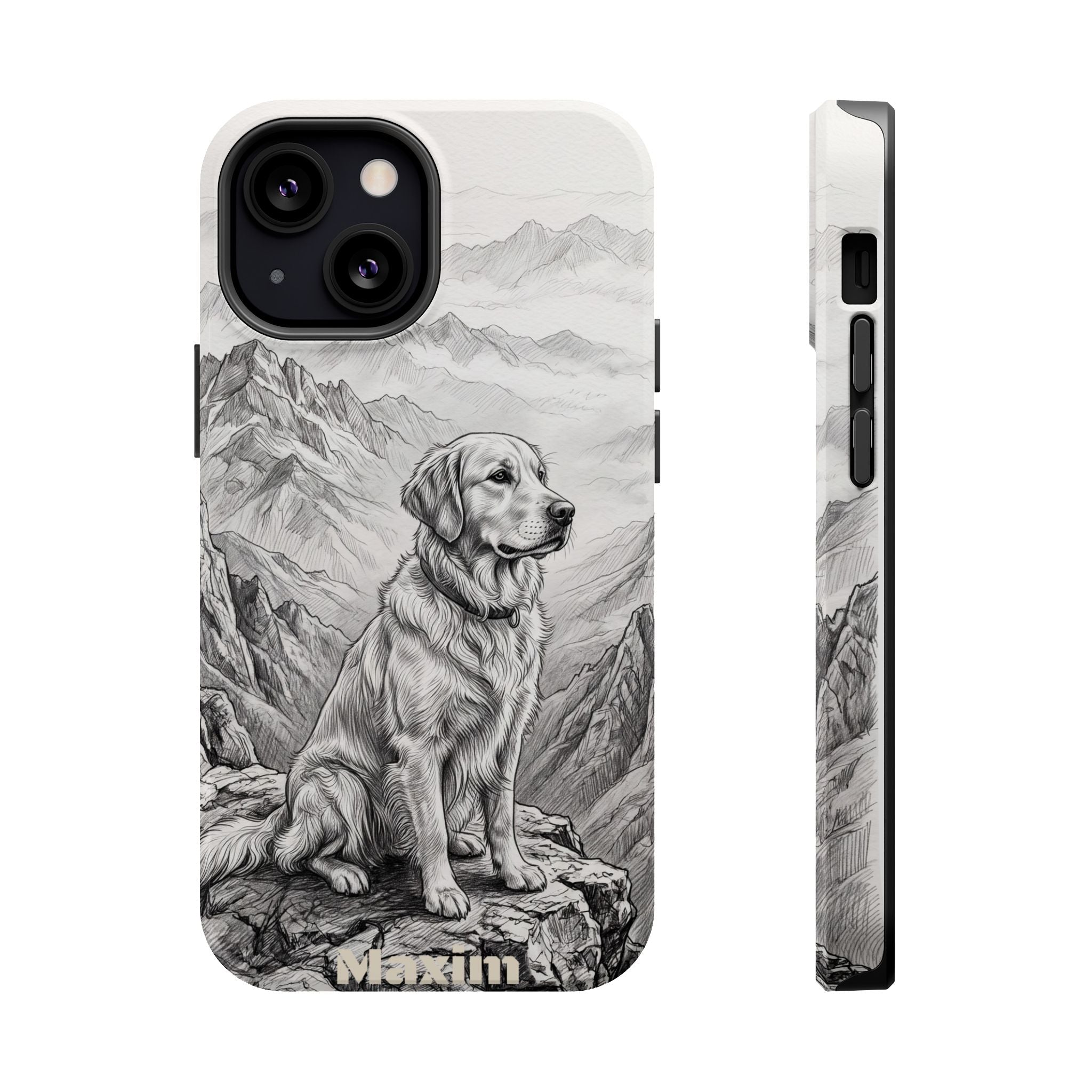 Personalized Golden Retriever Mountain Peak Phone Case — Wireless Charging Cover