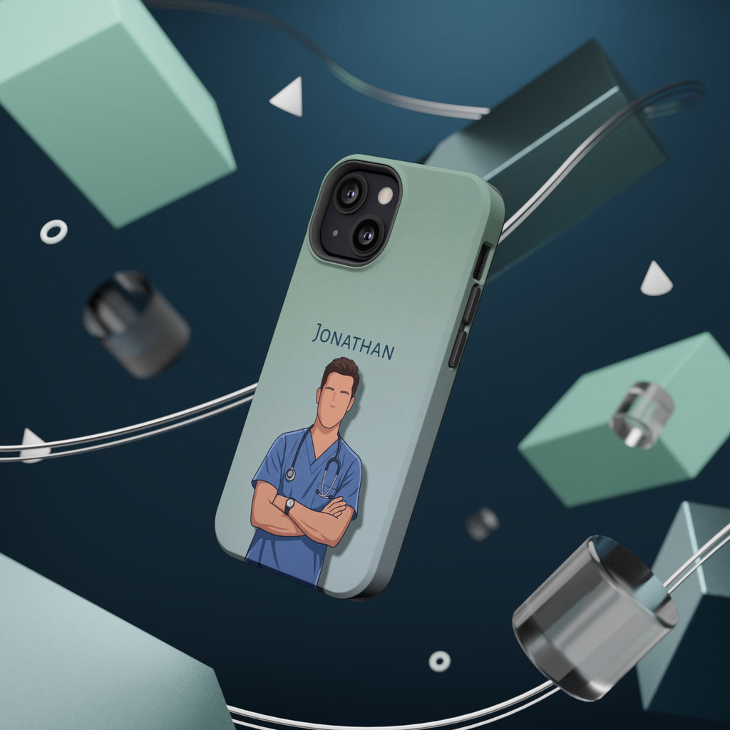 Personalized Nurse Portrait Phone Case — Impact-Resistant Wireless Charging Cover