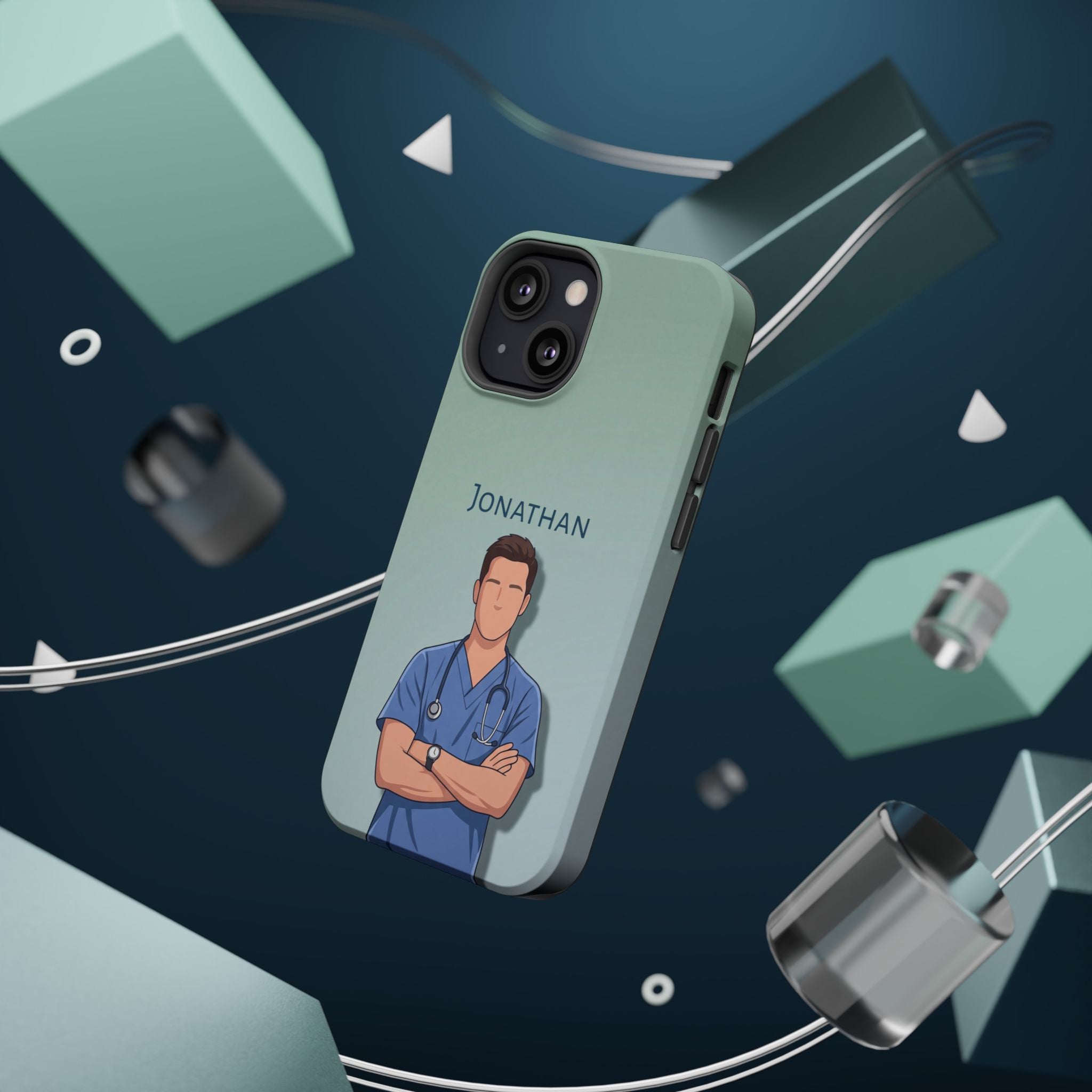 Personalized Nurse Portrait Phone Case — Impact-Resistant Wireless Charging Cover