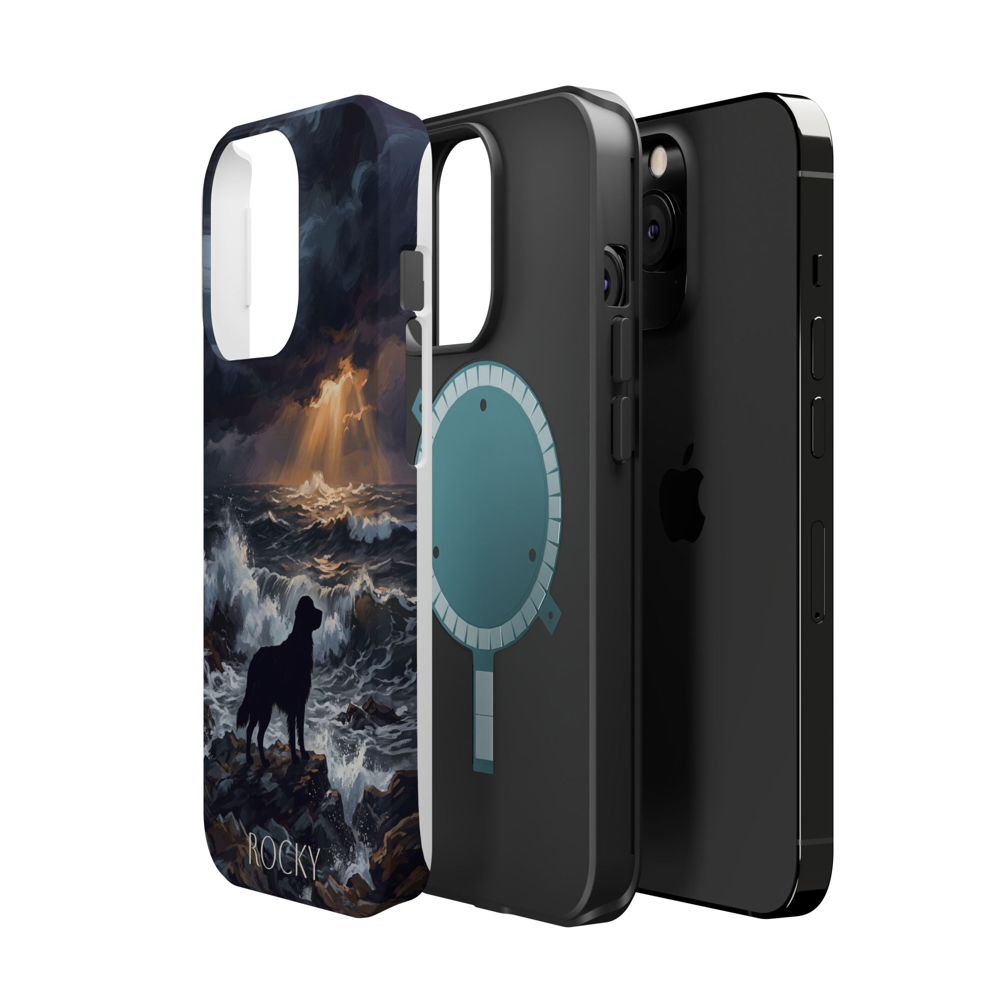 Personalized Golden Retriever Stormy Sea Phone Case — Wireless Charging Cover