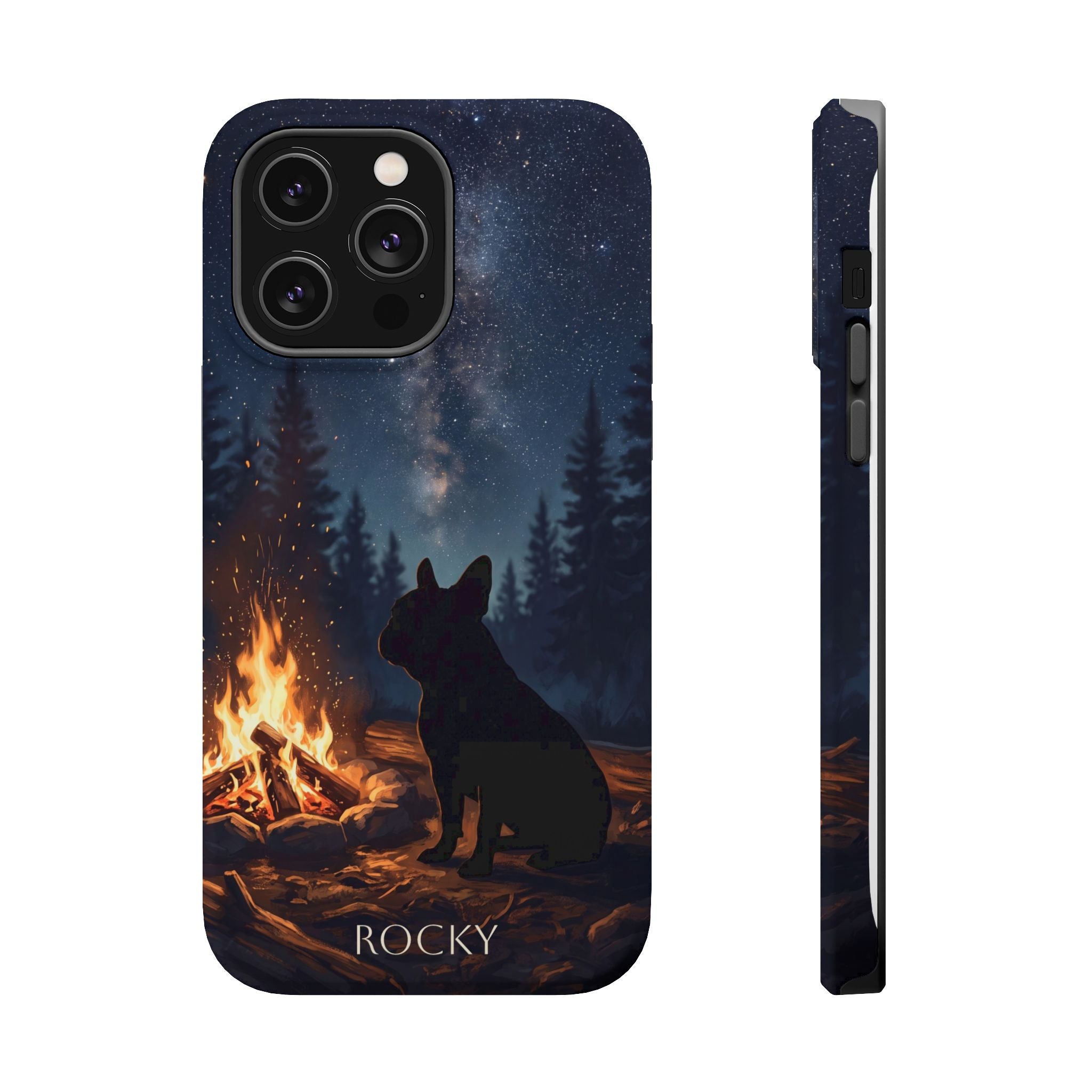 Personalized French Bulldog Campfire Phone Case — Wireless Charging Cover