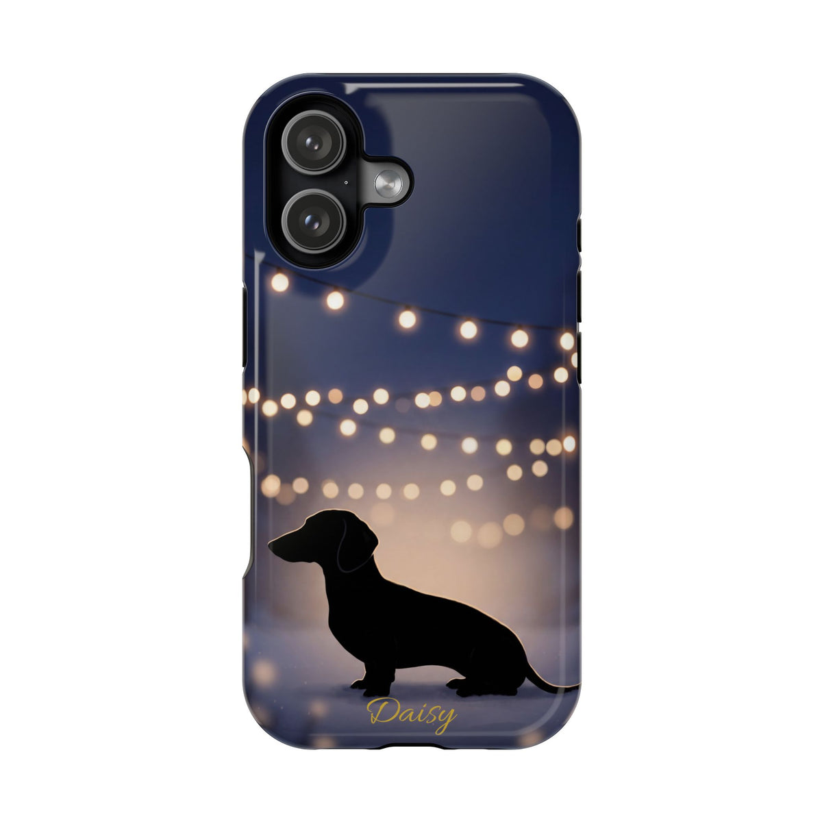 Personalized Dachshund Fairy Lights Phone Case — Wireless Charging Cover