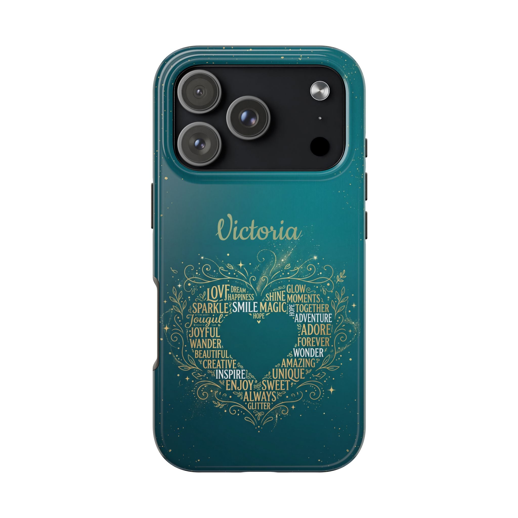 Personalized Teacher Phone Case — Custom Name Heart Word Art Design