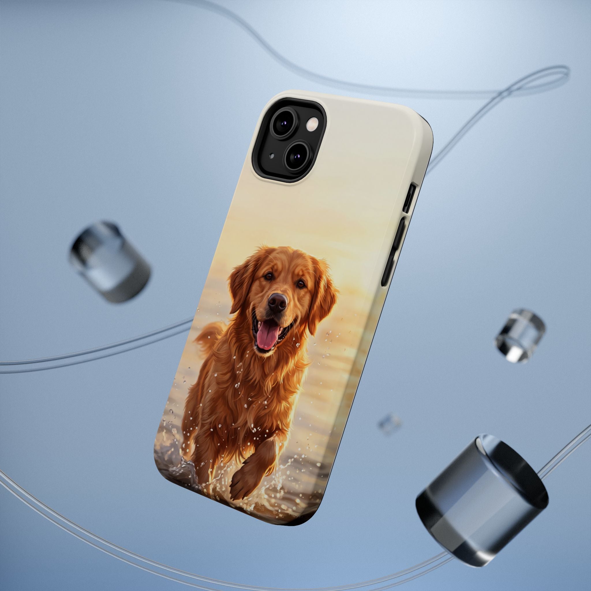 Beach Golden Retriever Phone Case — Impact-Resistant Wireless Charging Cover