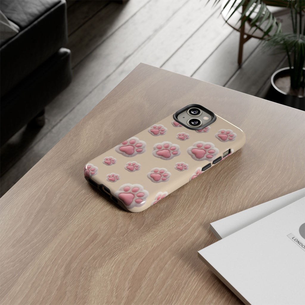 Golden Retriever Paw Print Phone Case | Cute Pink Paw Pattern for Dog Lovers | iPhone & Samsung