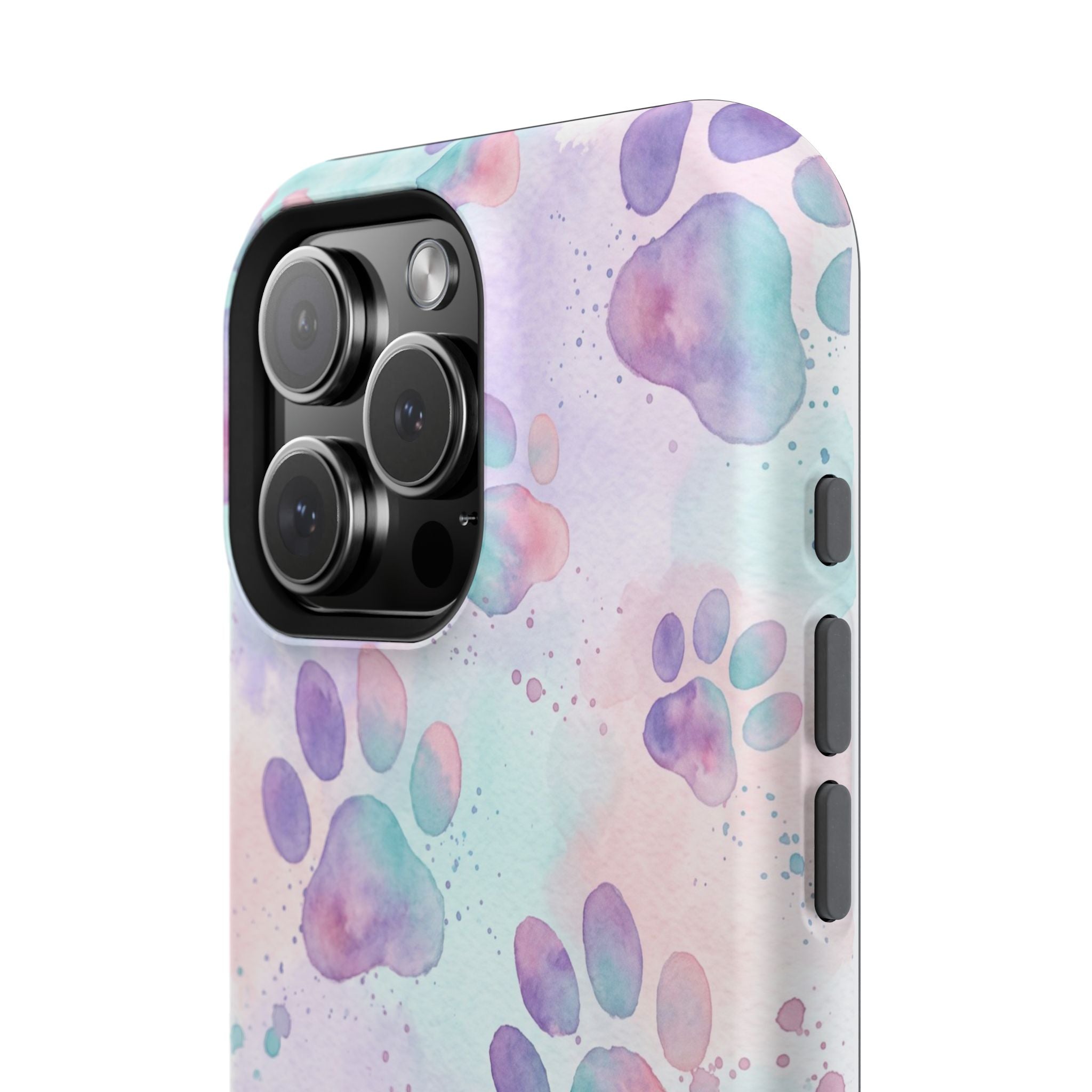 Watercolor Paw Print Phone Case — Impact-Resistant Wireless Charging Cover