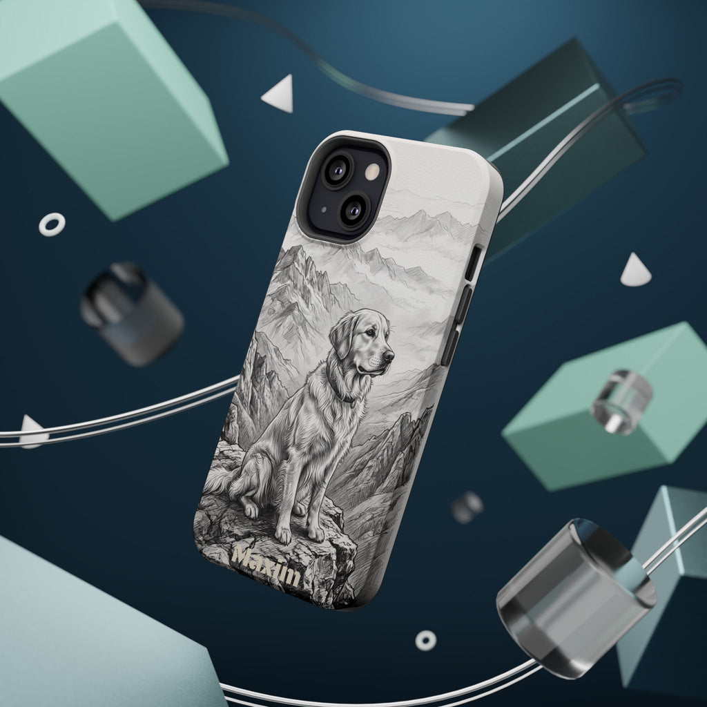 Personalized Golden Retriever Mountain Peak Phone Case — Wireless Charging Cover