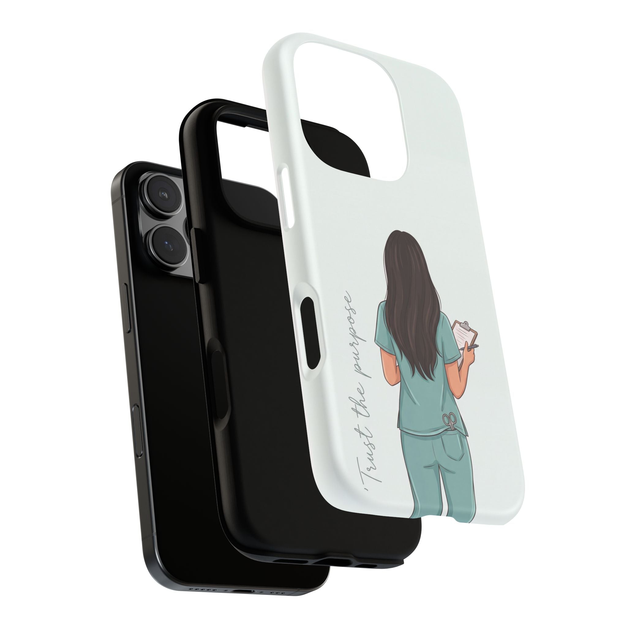 "Trust the Purpose" Nurse Phone Case | Illustrated Nurse in Scrubs Design | iPhone & Samsung