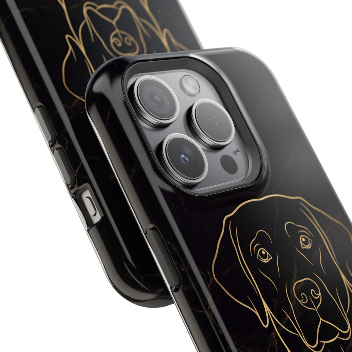 Personalized Gold Line Art Labrador Phone Case — Tough Magnetic Case with Wireless Charging