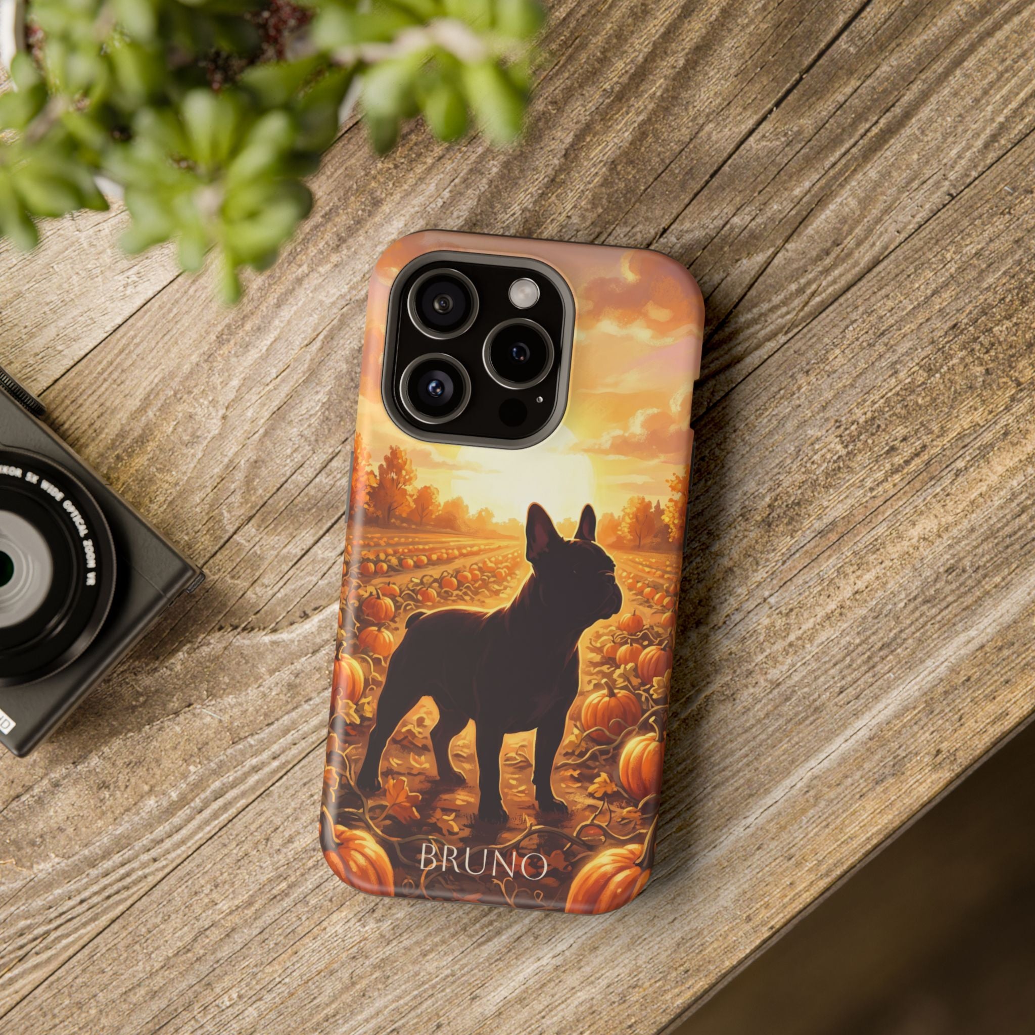 Personalized French Bulldog Pumpkin Patch Phone Case — Wireless Charging Cover
