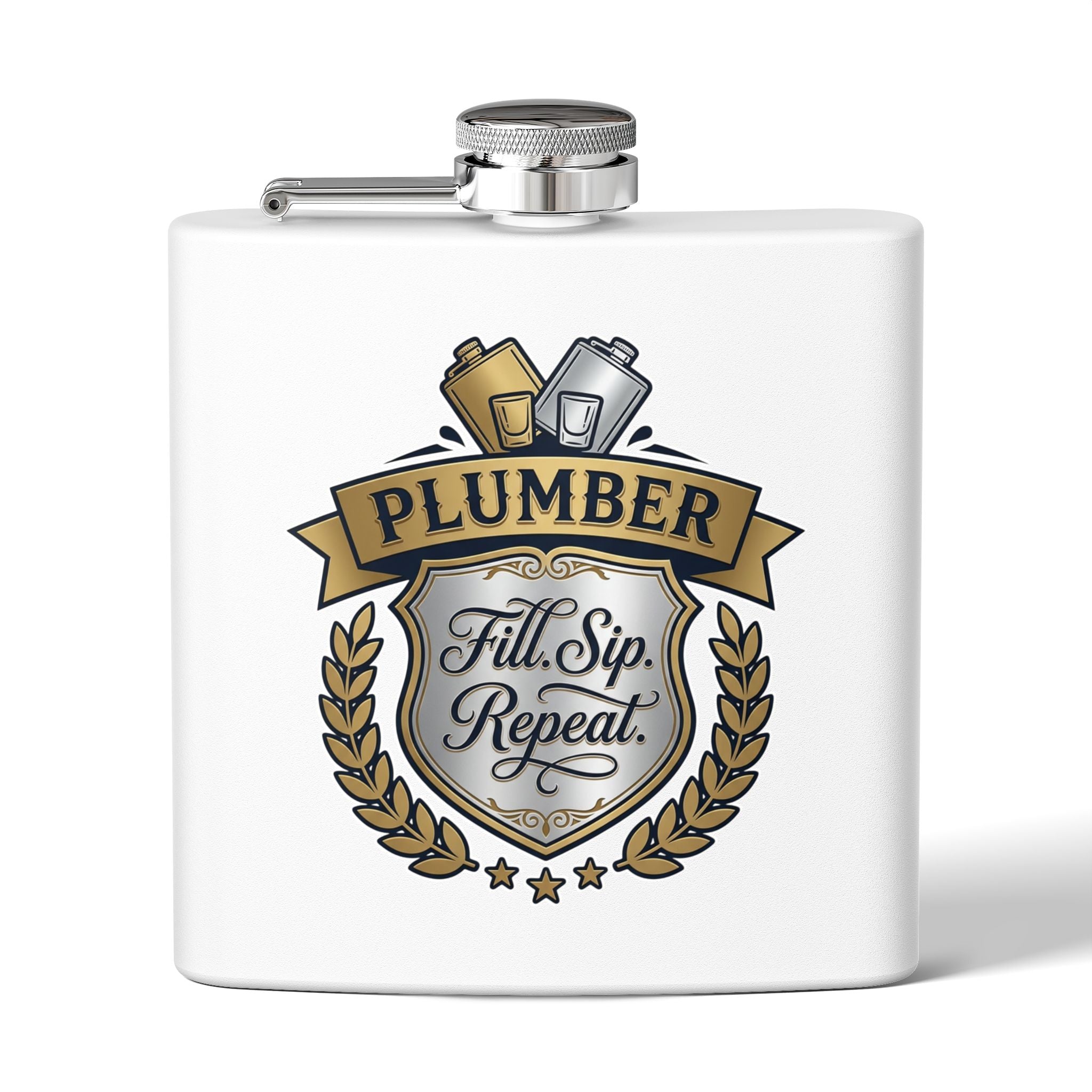 Flask — "Fill. Sip. Repeat." 6oz Stainless Steel Hip Flask