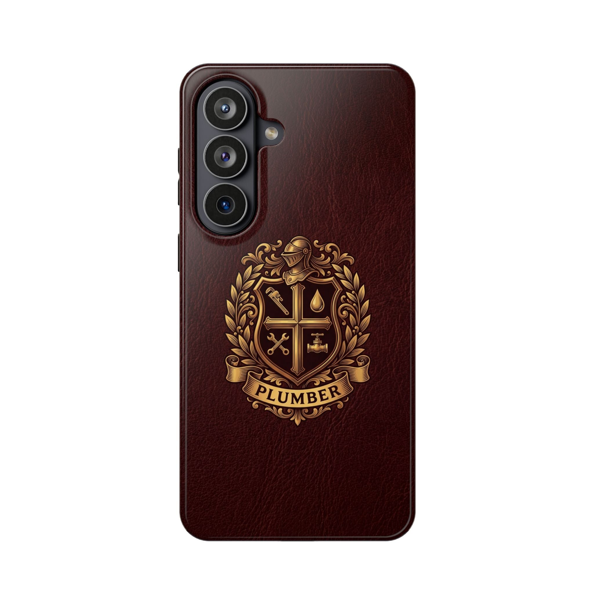 Plumber Crest Phone Case — Heraldic Shield Design Wireless Charging Cover