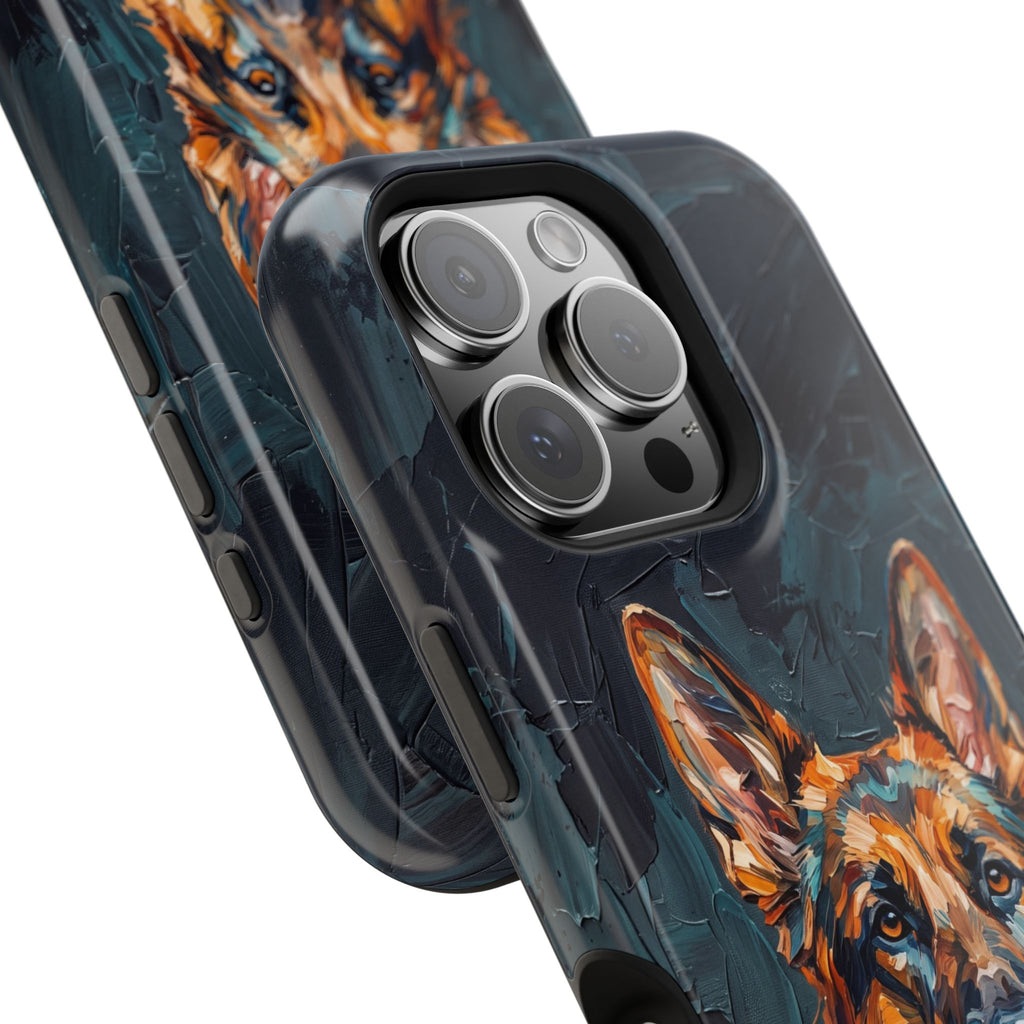German Shepherd Phone Case | Palette Knife Painting Art — Tough Magnetic Case with Wireless Charging