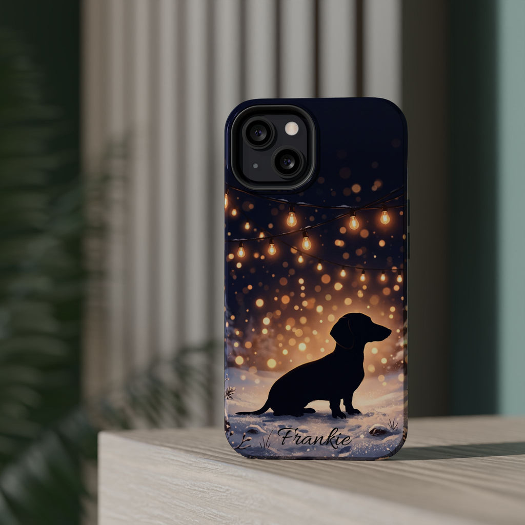 Personalized Dachshund Golden Sparks Phone Case — Wireless Charging Cover