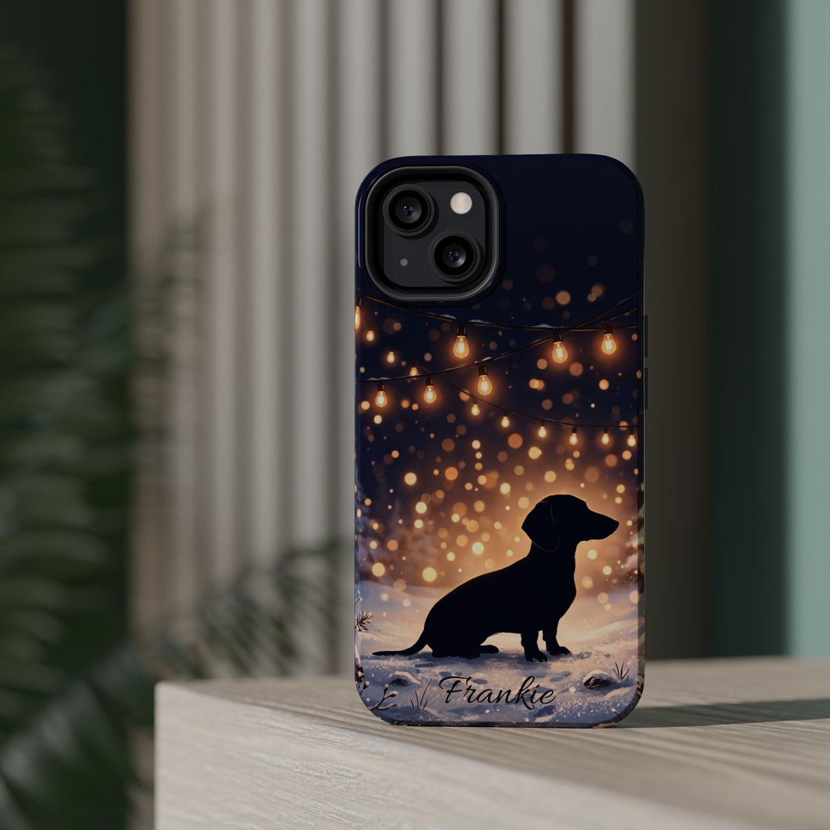 Personalized Dachshund Golden Sparks Phone Case — Wireless Charging Cover