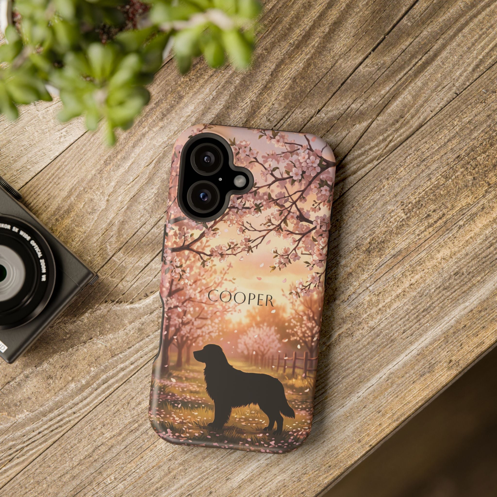 Personalized Golden Retriever Autumn Forest Phone Case — Wireless Charging Cover
